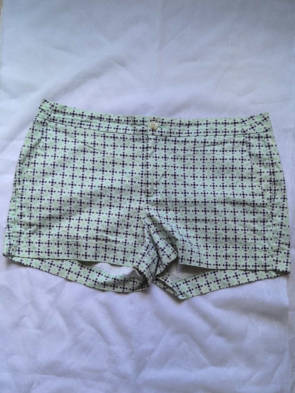 Banana Republic Light Green Printed Cotton Blend Shorts